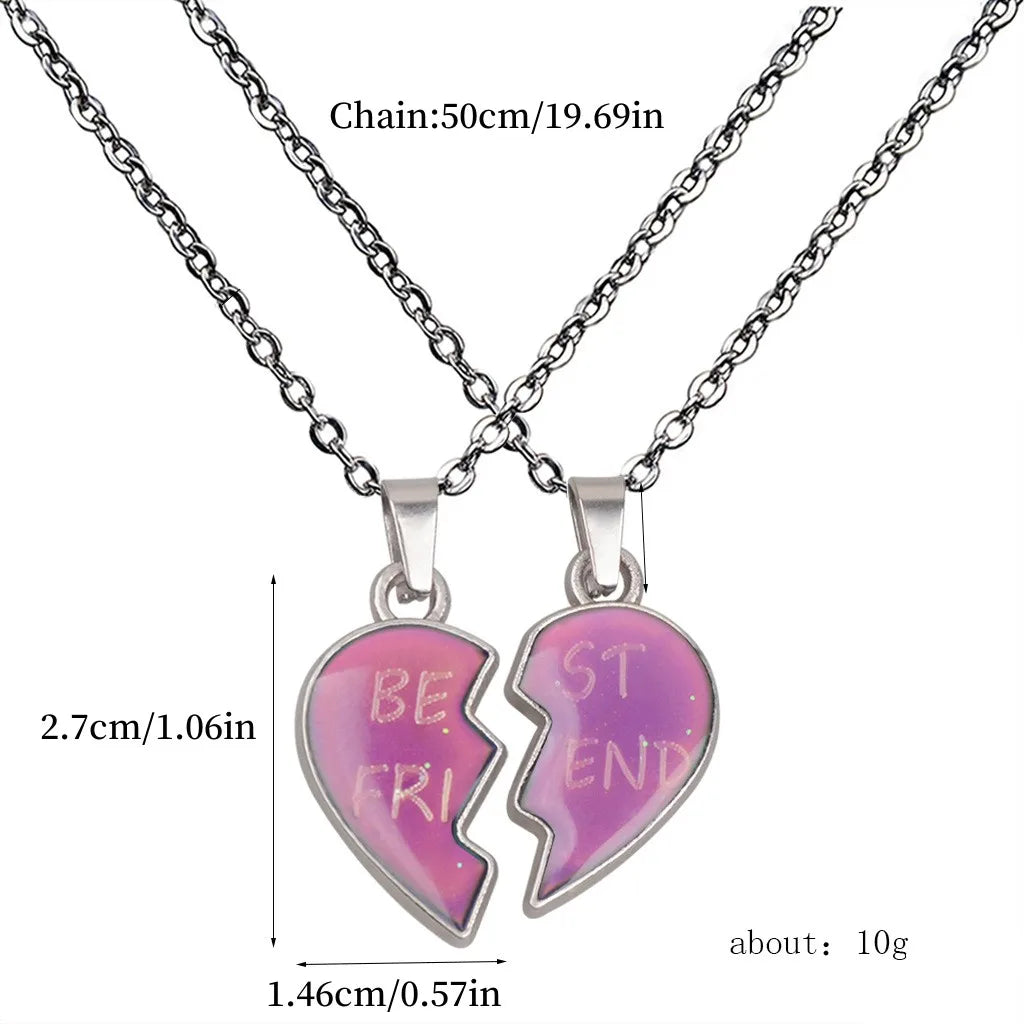 Farbwechselnde Stimmungs-Herz-Puzzle-Halsketten – Passender Partnerschmuck mit Edelstahlketten für Paare & Beste Freunde