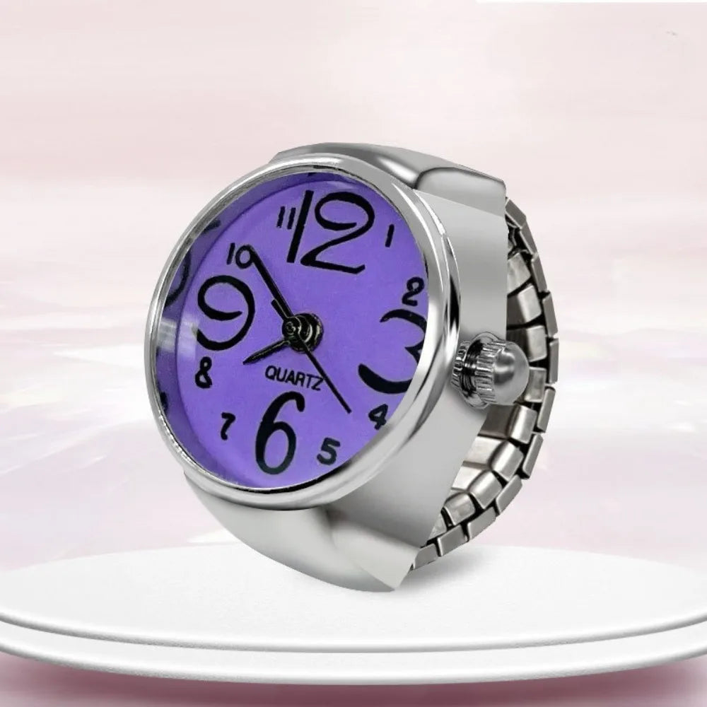 Kreative Runde Finger-Ringuhr mit Quarzwerk & Elastischem Ring – Modische Partneruhr für Damen & Herren