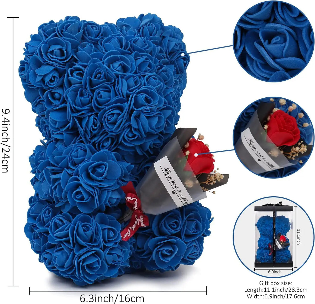 Ewiger Rosen-Teddybär aus Kunstblumen – Romantisches Dekoratives Geschenk zum Muttertag, Geburtstag & Jahrestag