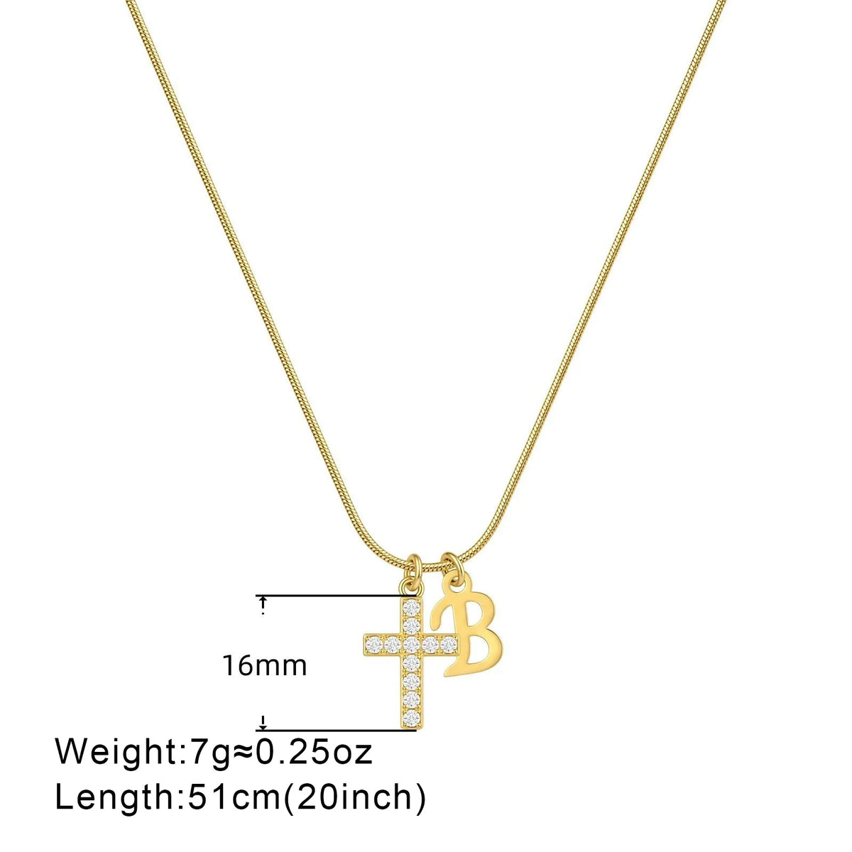 A-Z Initialen-Zirkonia-Kreuz-Halskette für Damen – Wasserfester Edelstahl Mini-Buchstabenanhänger mit Schlangenkette & Personalisiertem Schmuck