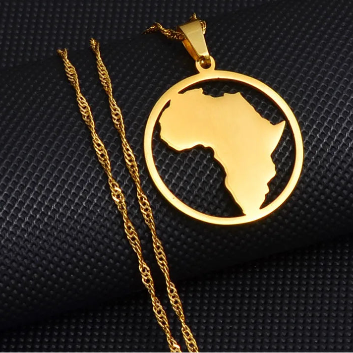 Runde Afrika-Karten-Halskette für Damen – Traditioneller Kulturanhänger Inspiriert vom Afrikanischen Erbe