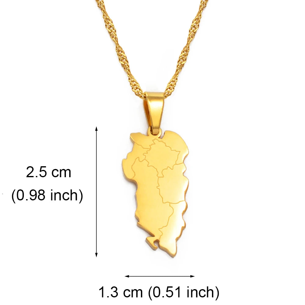 Albanien Landkarten-Halskette – Albanischer Shqipëria & Shqipëria e Madhe Anhänger, Heimat- & Kulturschmuck für Damen & Herren