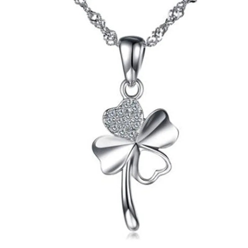 Elegante Kleeblatt-Kristall-Halskette für Damen – 925 Sterling Silber Choker mit Funkelndem Anhänger für Hochzeit, Party, Jahrestag & Besondere Anlässe