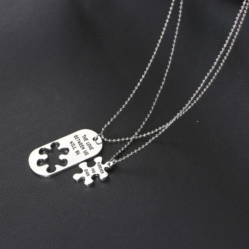 Partner-Halsketten mit Puzzle-Anhängern & Liebesbotschaft – Romantischer Schmuck für Freundin & Freund