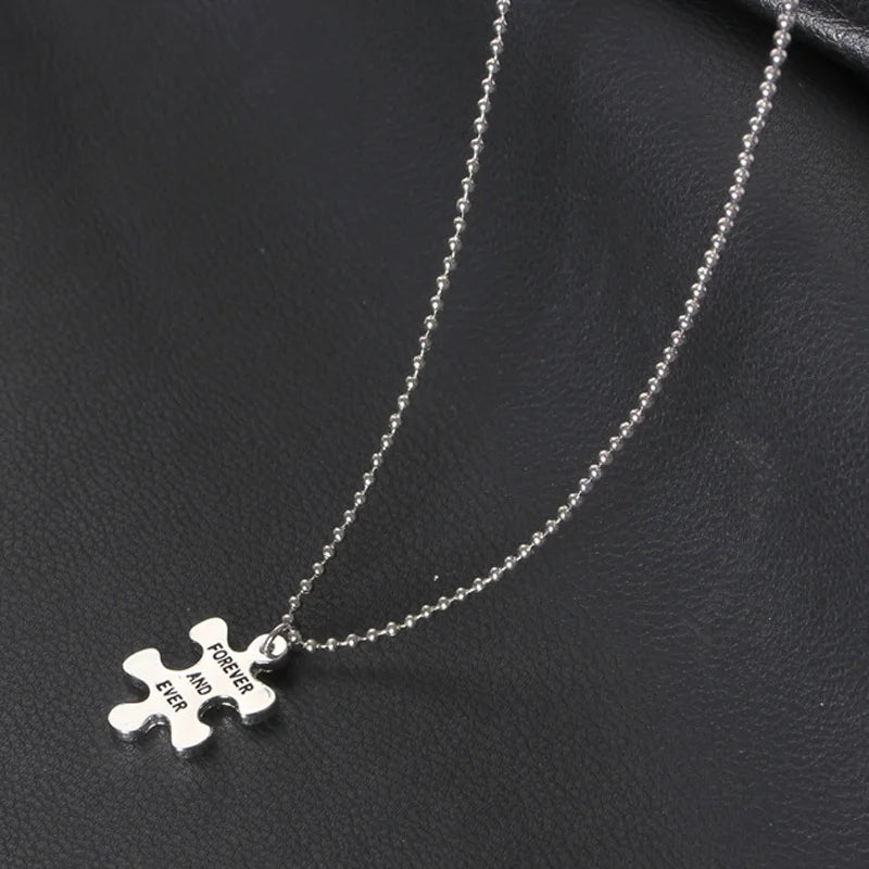 Partner-Halsketten mit Puzzle-Anhängern & Liebesbotschaft – Romantischer Schmuck für Freundin & Freund