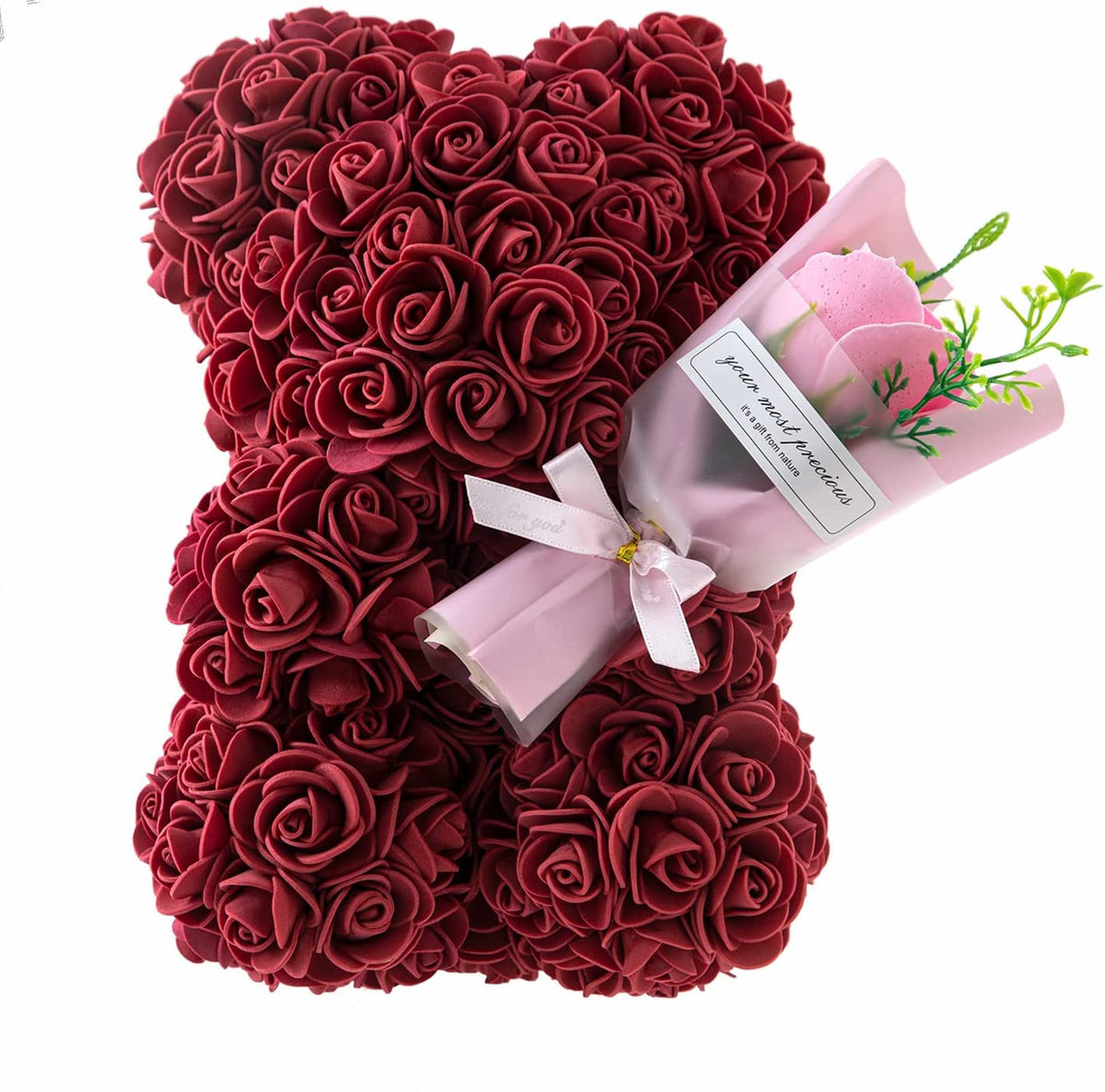 Ewiger Rosen-Teddybär aus Kunstblumen – Romantisches Dekoratives Geschenk zum Muttertag, Geburtstag & Jahrestag
