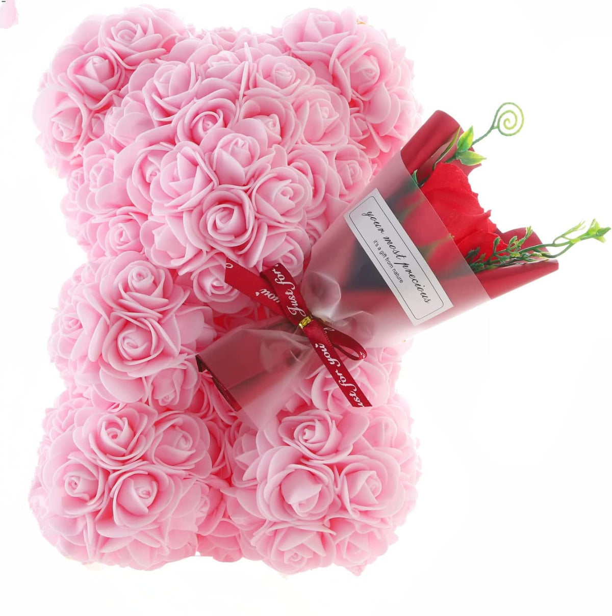 Ewiger Rosen-Teddybär aus Kunstblumen – Romantisches Dekoratives Geschenk zum Muttertag, Geburtstag & Jahrestag
