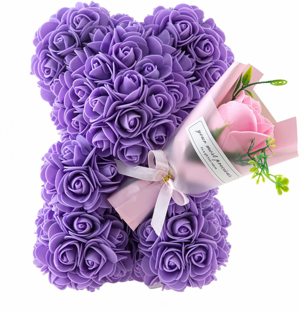 Ewiger Rosen-Teddybär aus Kunstblumen – Romantisches Dekoratives Geschenk zum Muttertag, Geburtstag & Jahrestag