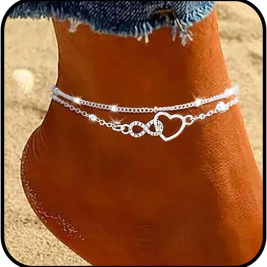 Zartes Fußkettchen mit 925-Sterling-Silber-Beschichtung – Glänzender Wasserfester Knöchelschmuck für Damen