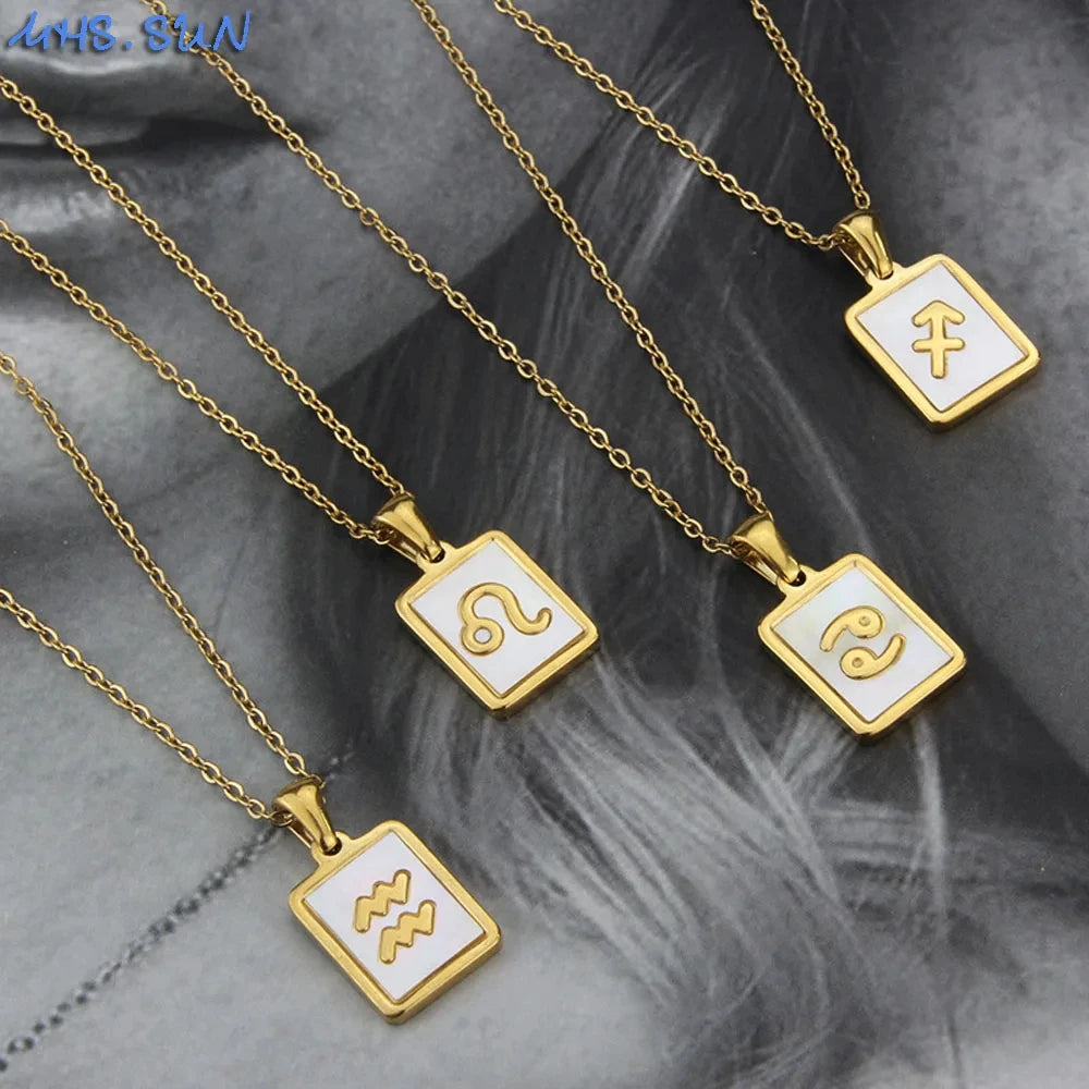 Goldfarbene 12 Sternzeichen-Halskette für Damen – Edelstahl-Konstellations-Anhänger mit 45 cm Kette, Choker & Geburtstagsgeschenk