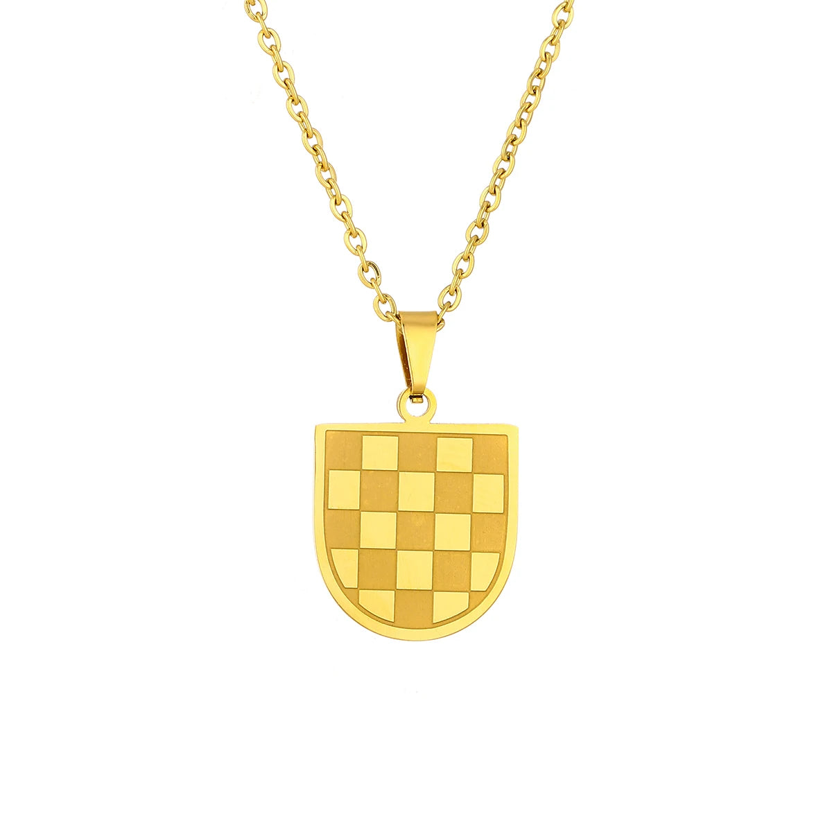 Kroatien-Wappen-Halskette – Geometrischer Metallanhänger für Damen & Herren