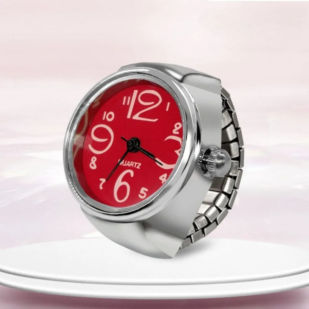 Kreative Runde Finger-Ringuhr mit Quarzwerk & Elastischem Ring – Modische Partneruhr für Damen & Herren