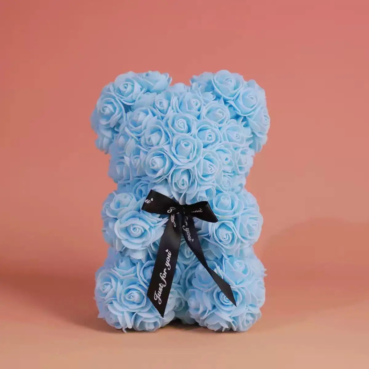 25cm Rosen-Teddybär mit Geschenkbox – Romantischer Kunstrosen-Bär zum Valentinstag oder besonderem Anlass