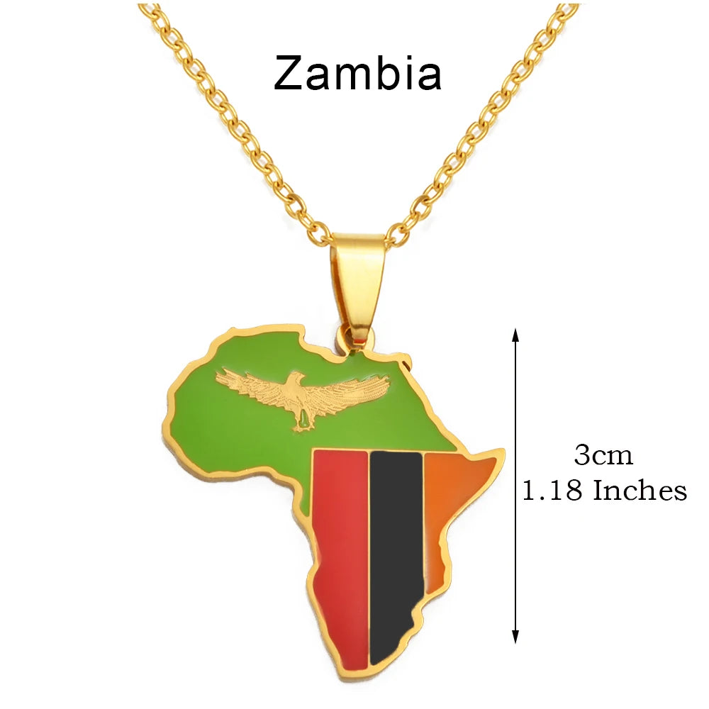 3CM Afrika-Landkarten-Halskette – Edelstahl-Anhänger für Algerien, Marokko, Ägypten, Tunesien & Libyen, Unisex Schmuck