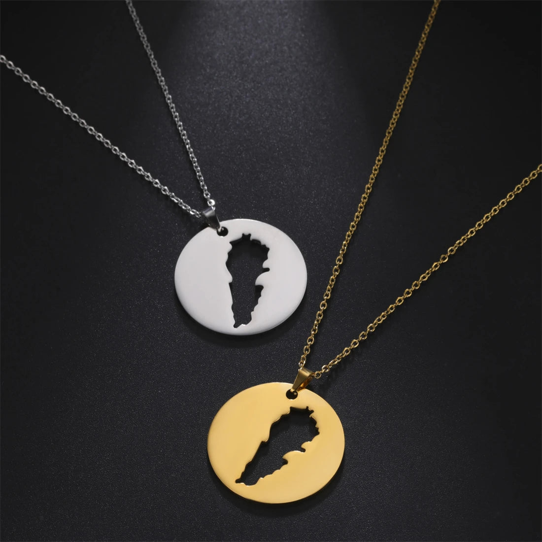 Klassische Libanon Landkarten-Flaggen-Halskette – Edelstahl Libanesischer Länder-Anhänger, Heimat- & Kulturschmuck für Damen & Herren