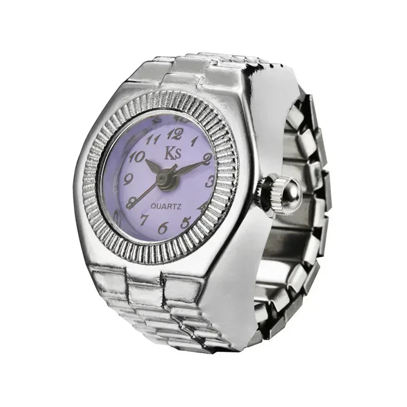 Retro-Quarz-Fingerringuhr – Elastische Unisex-Ringuhr im 80er-Jahre-Stil für Paare