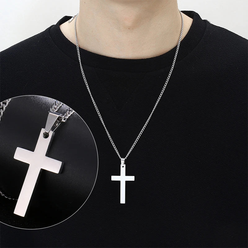 Edelstahl-Kreuz-Halskette – Gliederkette im Hip-Hop-Stil für Damen & Herren