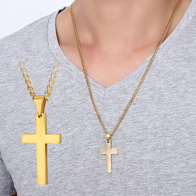 Edelstahl-Kreuz-Halskette – Gliederkette im Hip-Hop-Stil für Damen & Herren