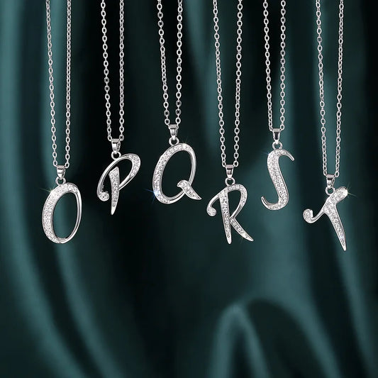 925 Sterling Silber Initialen-Halskette für Damen – Glänzender Personalisierter Buchstaben-Choker