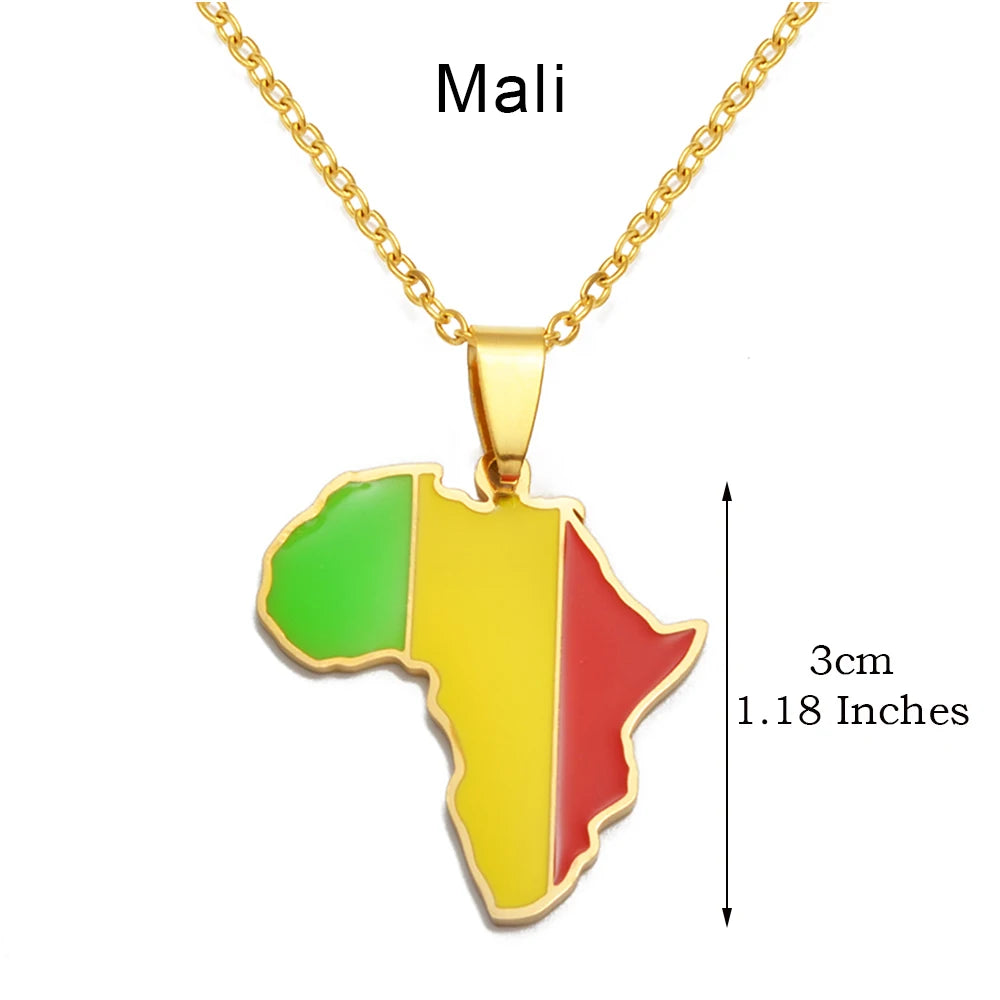 3CM Afrika-Landkarten-Halskette – Edelstahl-Anhänger für Algerien, Marokko, Ägypten, Tunesien & Libyen, Unisex Schmuck