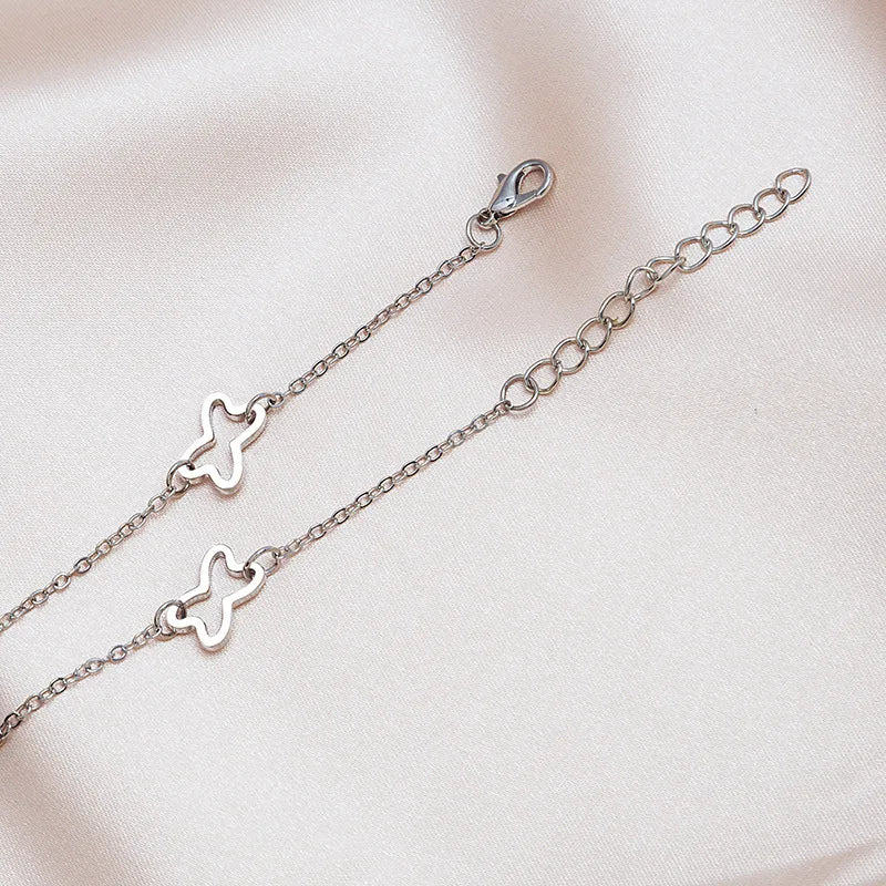 Filigranes Schmetterlings-Fußkettchen mit Zirkon – Goldfarbener & Silberfarbener Schmuck für Damen
