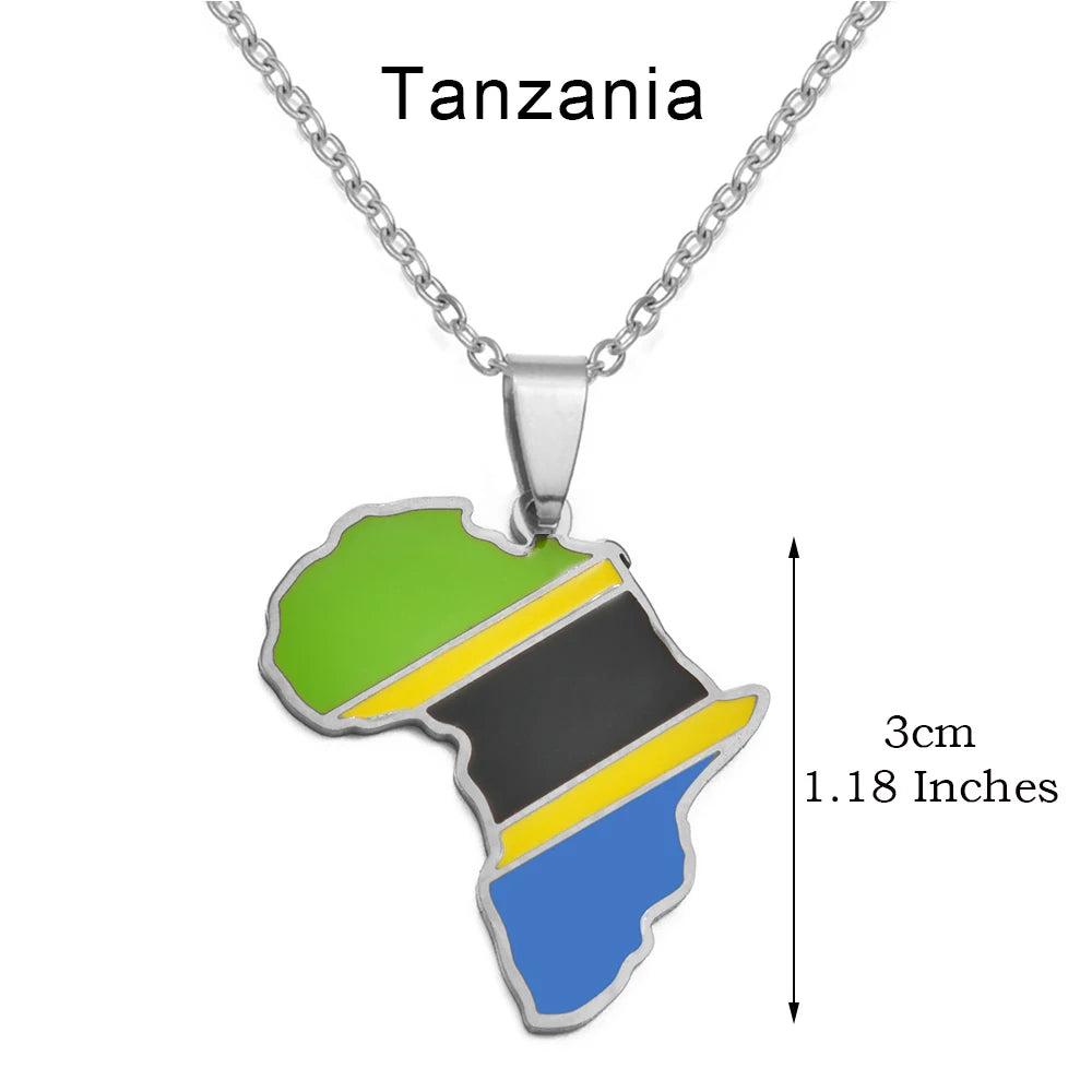 3CM Afrika-Landkarten-Halskette – Edelstahl-Anhänger für Algerien, Marokko, Ägypten, Tunesien & Libyen, Unisex Schmuck