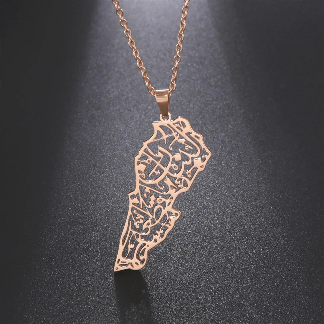 Klassische Libanon Landkarten-Flaggen-Halskette – Edelstahl Libanesischer Länder-Anhänger, Heimat- & Kulturschmuck für Damen & Herren