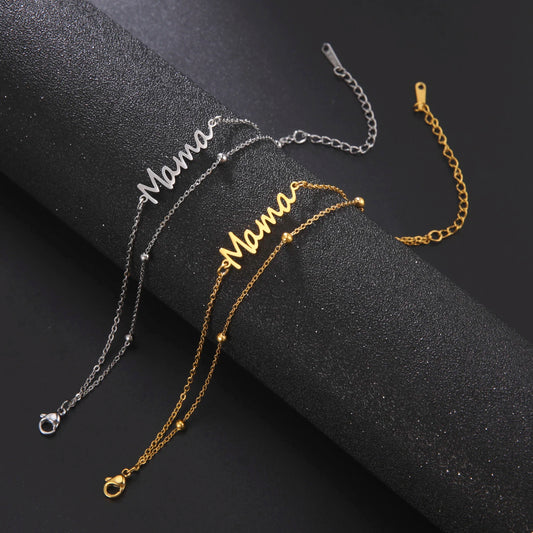 Mama Charm Doppelarmband – Edelstahl Perlen-Kettenarmband für Damen & Herren