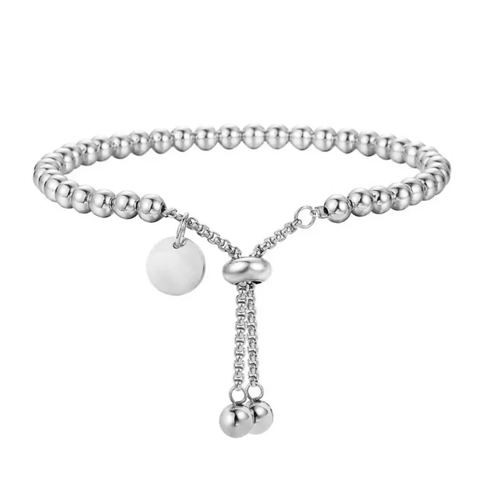 A–Z Initialen-Armband für Damen – Verstellbares Edelstahl Perlenarmband mit Buchstaben-Charm