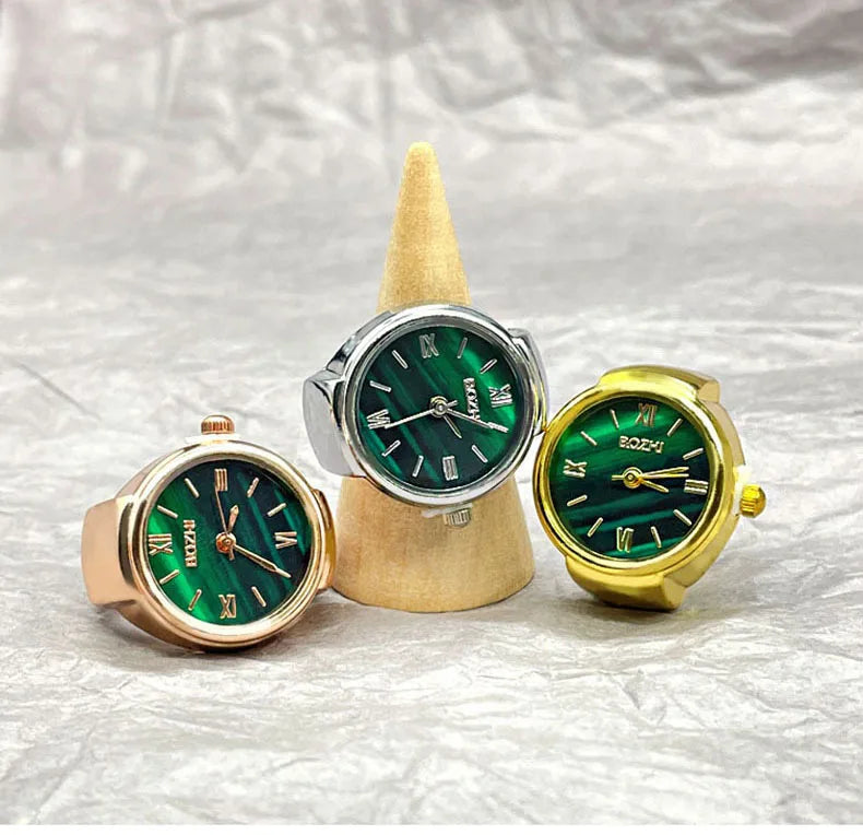 Vintage Finger-Ringuhr mit Quarzwerk – Kreative Mini-Uhr mit Metalllegierungsgehäuse als Modeschmuck für Damen & Herren