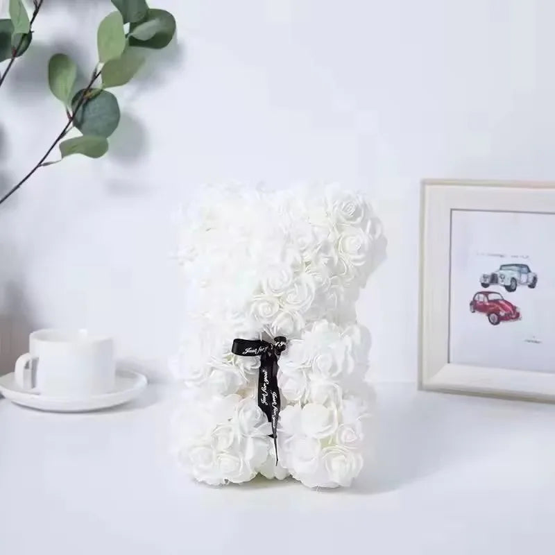Ewiger Rosen-Teddybär aus Kunstblumen – Romantisches Dekoratives Geschenk zum Muttertag, Geburtstag & Jahrestag