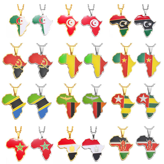 3CM Afrika-Landkarten-Halskette – Edelstahl-Anhänger für Algerien, Marokko, Ägypten, Tunesien & Libyen, Unisex Schmuck