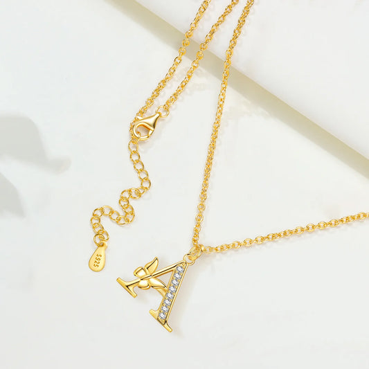 925 Sterling Silber Gold Schmetterling A-Z Initialen-Halskette für Damen – Minimalistische Buchstabenkette & Personalisiertes Geschenk