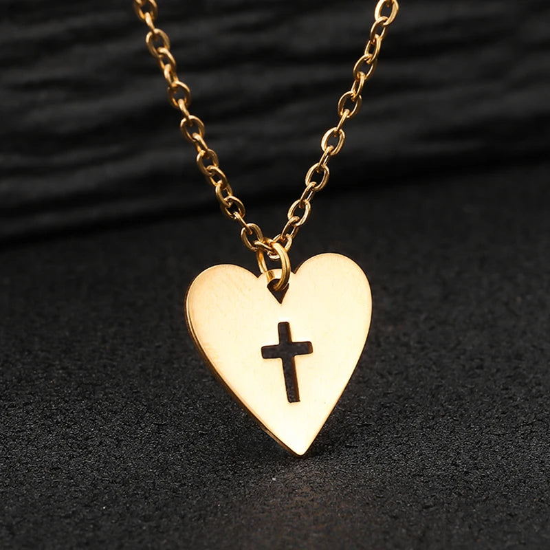 Edelstahl Herz- & Kreuz-Halskette für Damen – Modische Kurze & Lange Layering-Kette mit Anhänger, Eleganter Schmuck für Mädchen