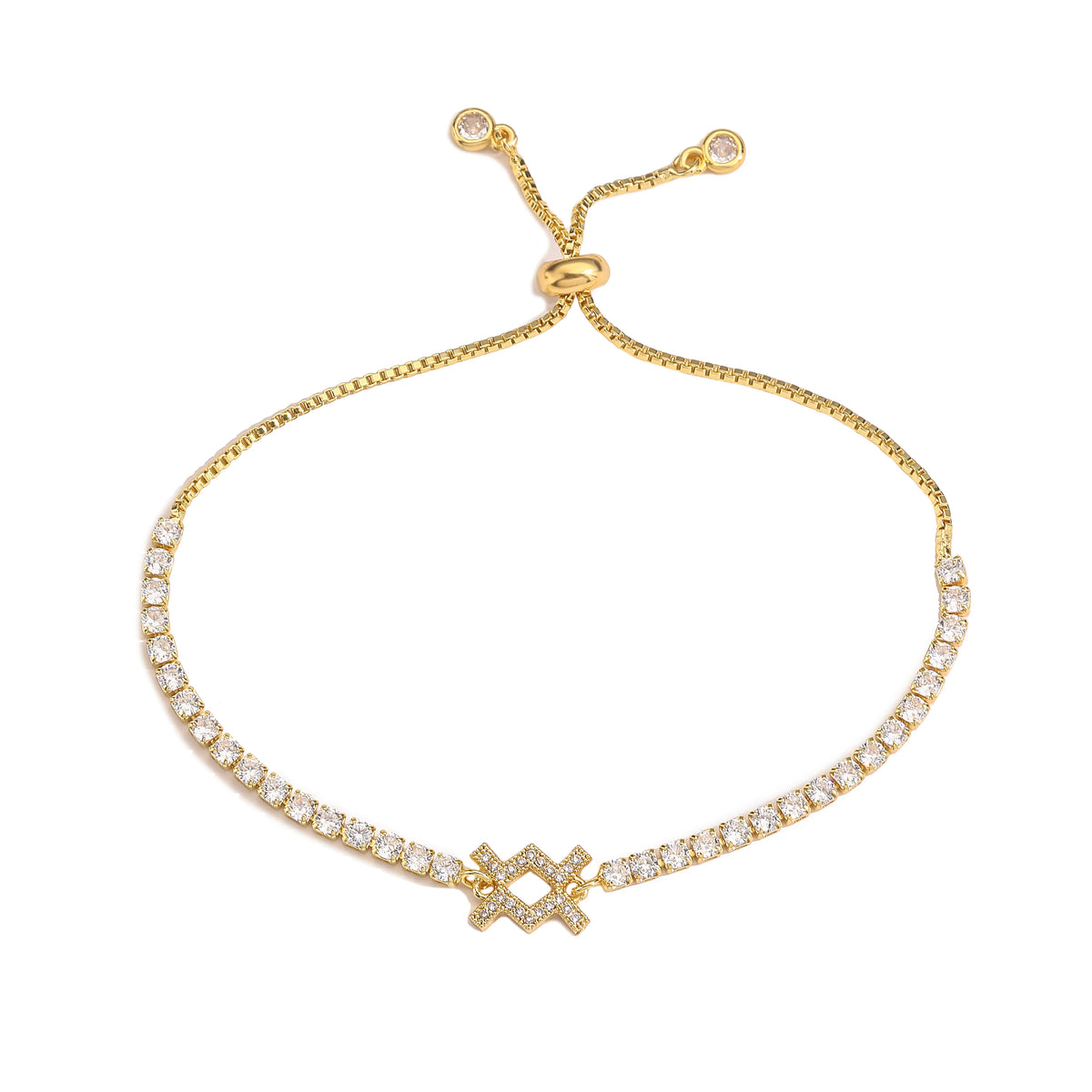 12 Sternzeichen Konstellations-Armband für Damen – Goldfarbenes Zirkon Sternzeichen Charm Armband