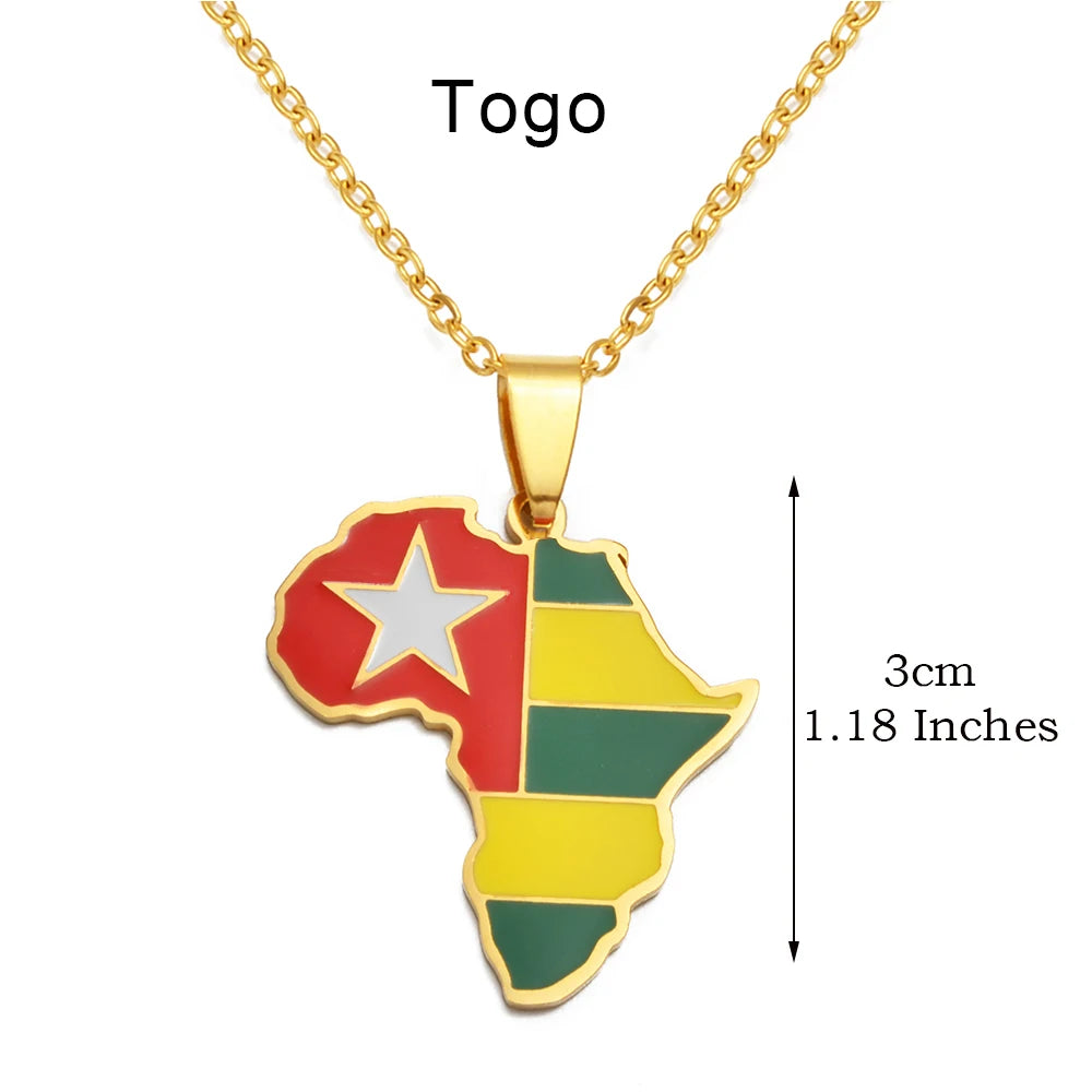 3CM Afrika-Landkarten-Halskette – Edelstahl-Anhänger für Algerien, Marokko, Ägypten, Tunesien & Libyen, Unisex Schmuck