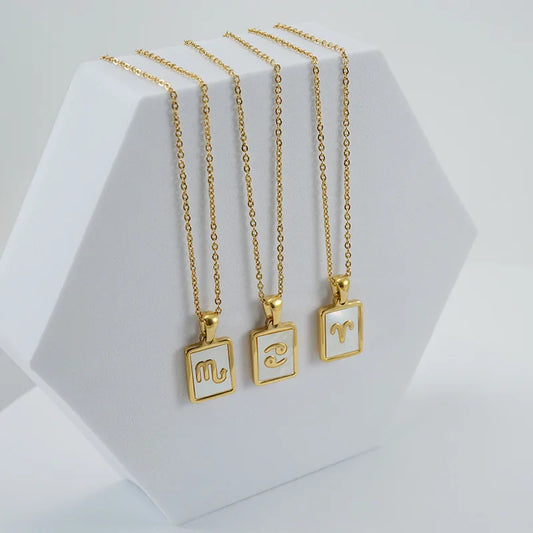 Goldfarbene 12 Sternzeichen-Halskette für Damen – Edelstahl-Konstellations-Anhänger mit 45 cm Kette, Choker & Geburtstagsgeschenk