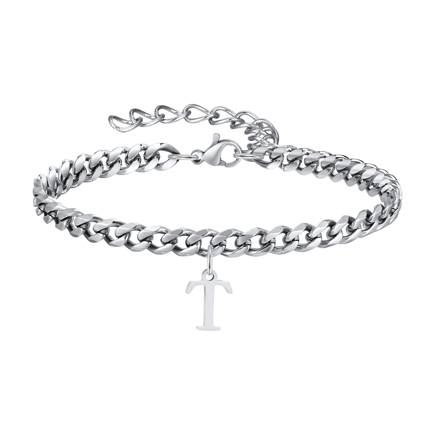 Initialen Buchstaben Cuban-Armband – Edelstahl A-Z Buchstaben Armband