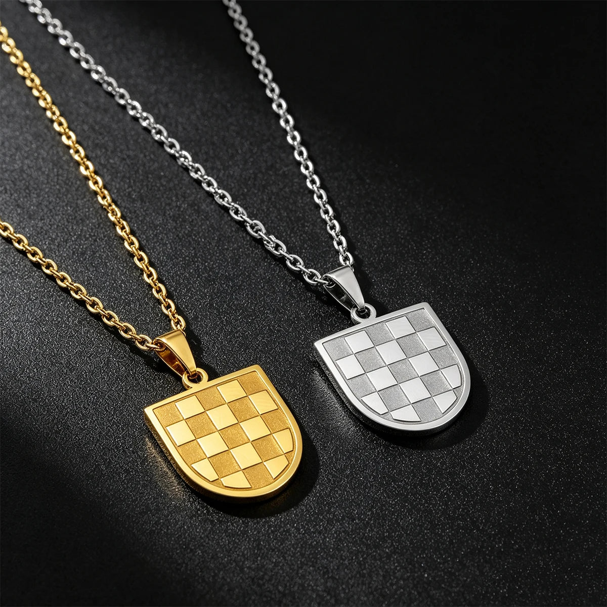 Kroatien-Wappen-Halskette – Geometrischer Metallanhänger für Damen & Herren