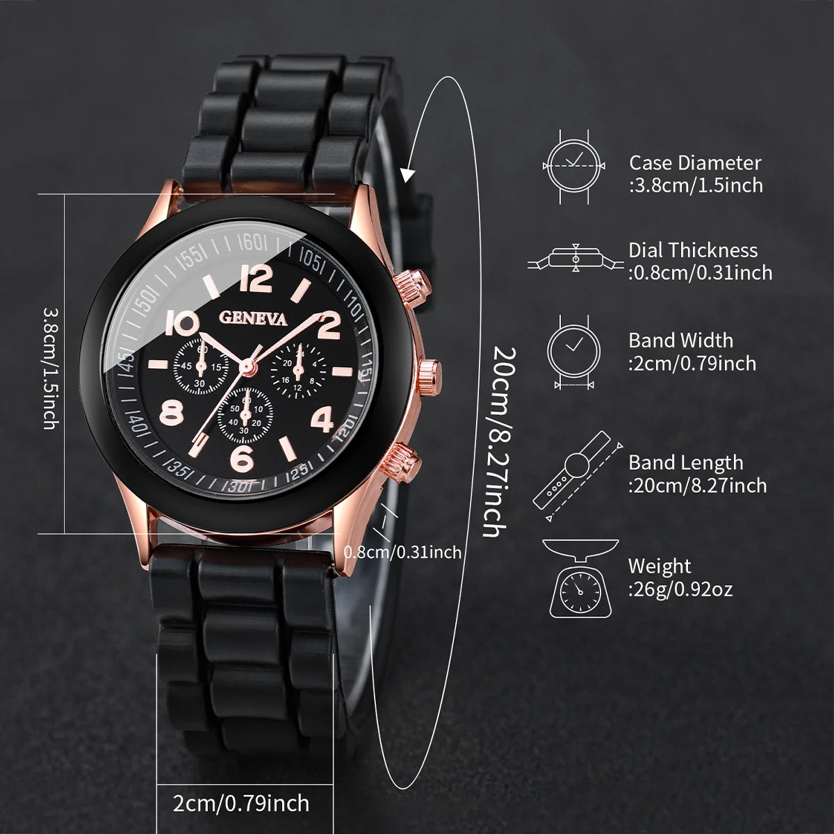 Partner-Armbanduhren mit Quarzwerk, Silikonarmbändern & Herzarmbändern – Passendes Uhren- und Schmuckset für Paare