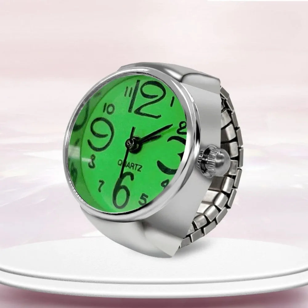 Kreative Runde Finger-Ringuhr mit Quarzwerk & Elastischem Ring – Modische Partneruhr für Damen & Herren