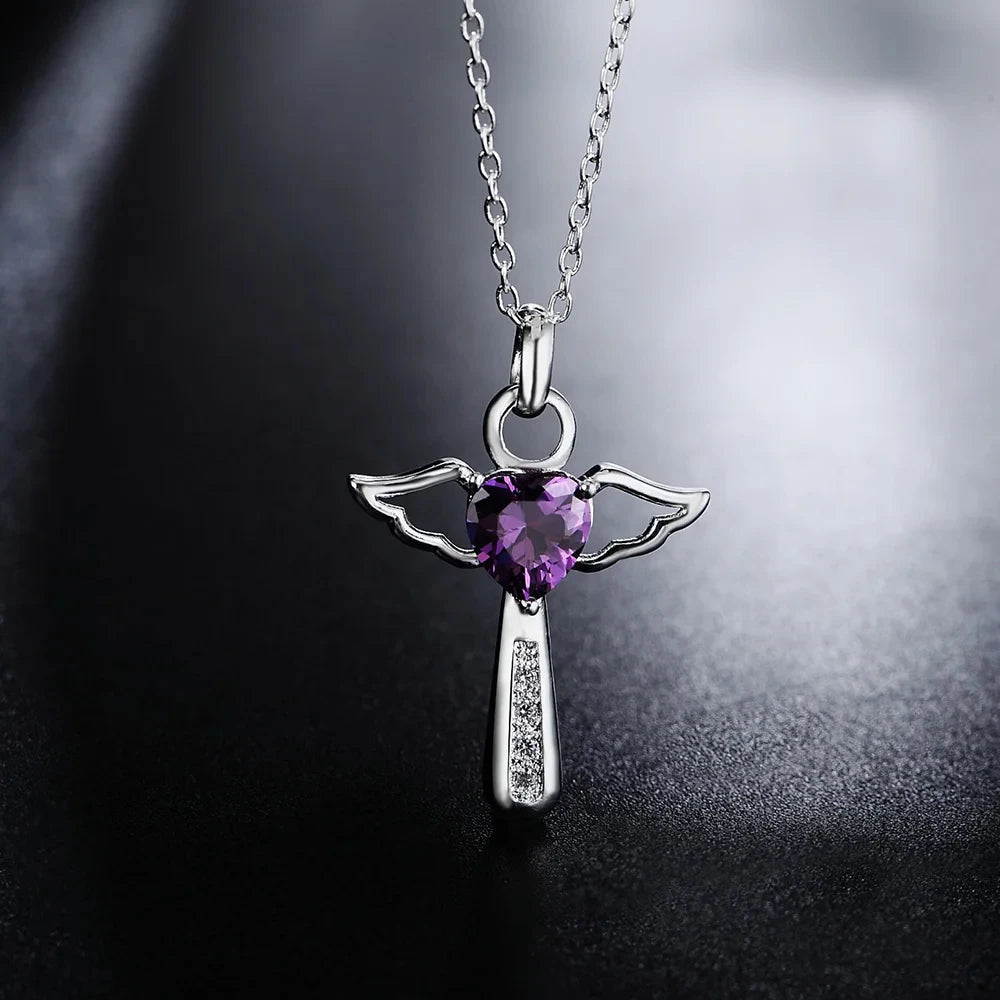 Engel-Kristall-Kreuz-Halskette für Damen – Elegante 925 Sterling Silber Kette mit Funkelndem Anhänger für Hochzeit, Party, Jahrestag & Besondere Anlässe