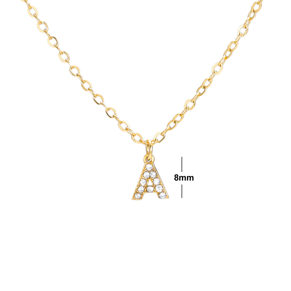 A–Z Zirkon-Initialen-Halskette für Damen – Goldfarbener Edelstahl Buchstabe
