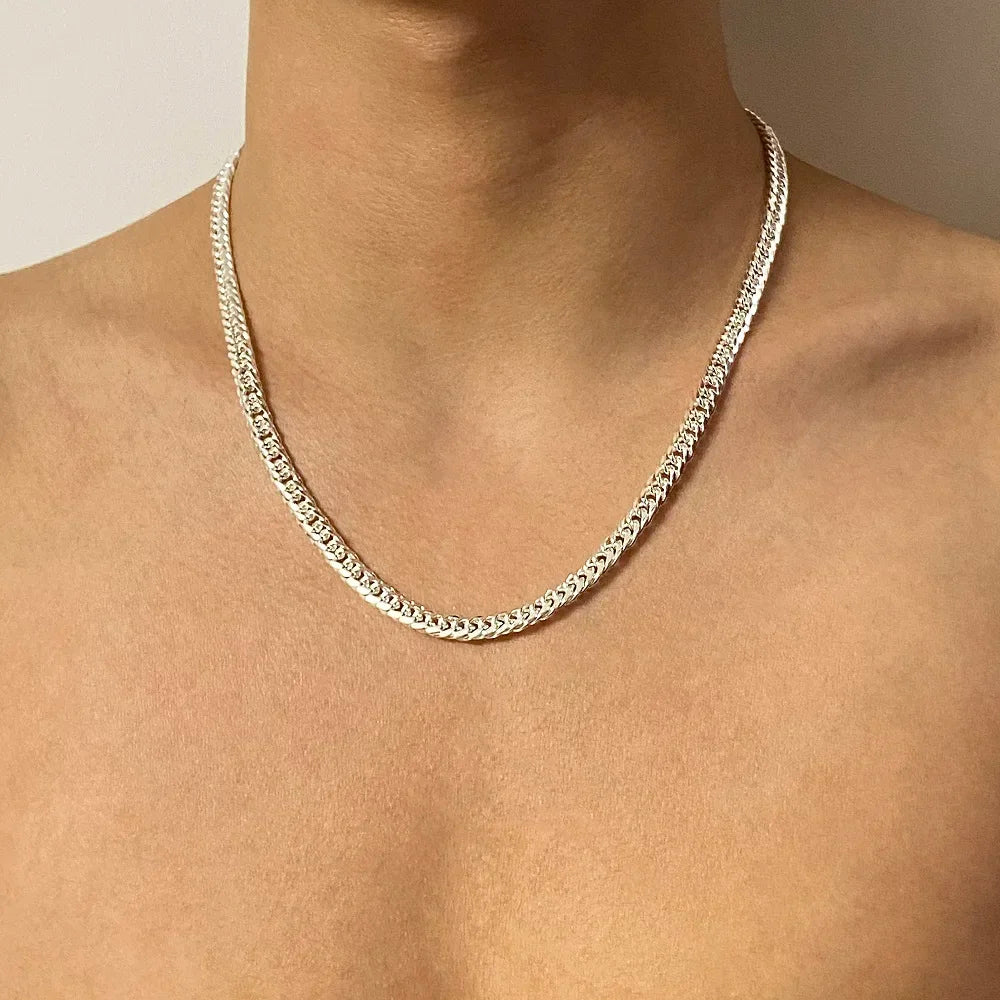 6MM Geometrische Kettenhalskette aus 925 Sterling Silber – Moderne Schmuckkette für Damen & Herren
