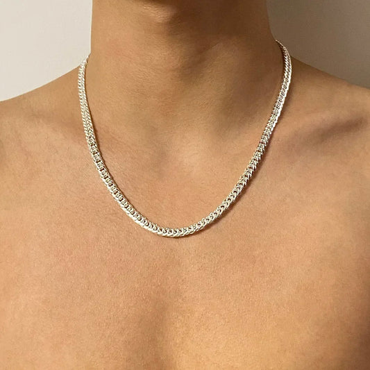 6MM Geometrische Kettenhalskette aus 925 Sterling Silber – Moderne Schmuckkette für Damen & Herren
