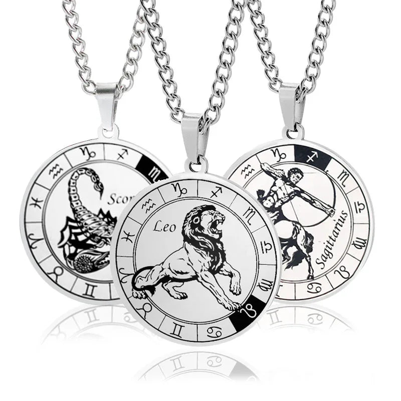 Sternzeichen-Anhänger Halskette – Edelstahl Konstellations-Schmuck