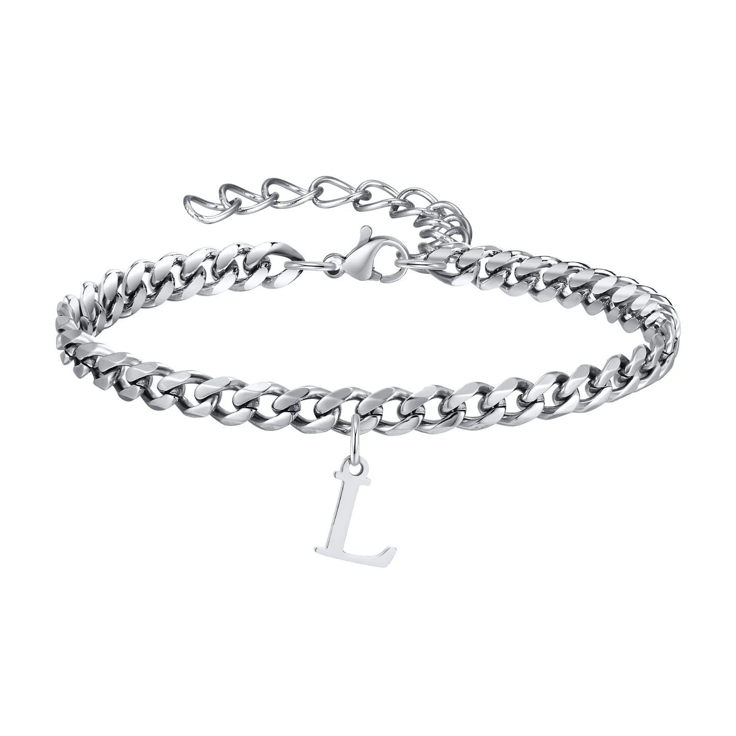 Initialen Buchstaben Cuban-Armband – Edelstahl A-Z Buchstaben Armband