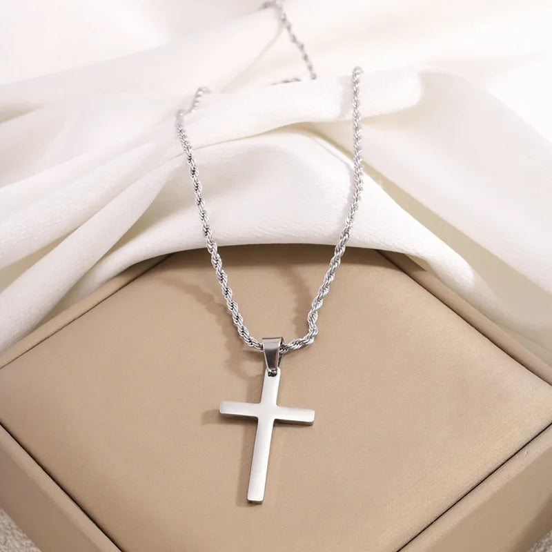 Minimalistische Kreuz-Halskette für Damen & Herren – Goldfarbener Edelstahl Choker