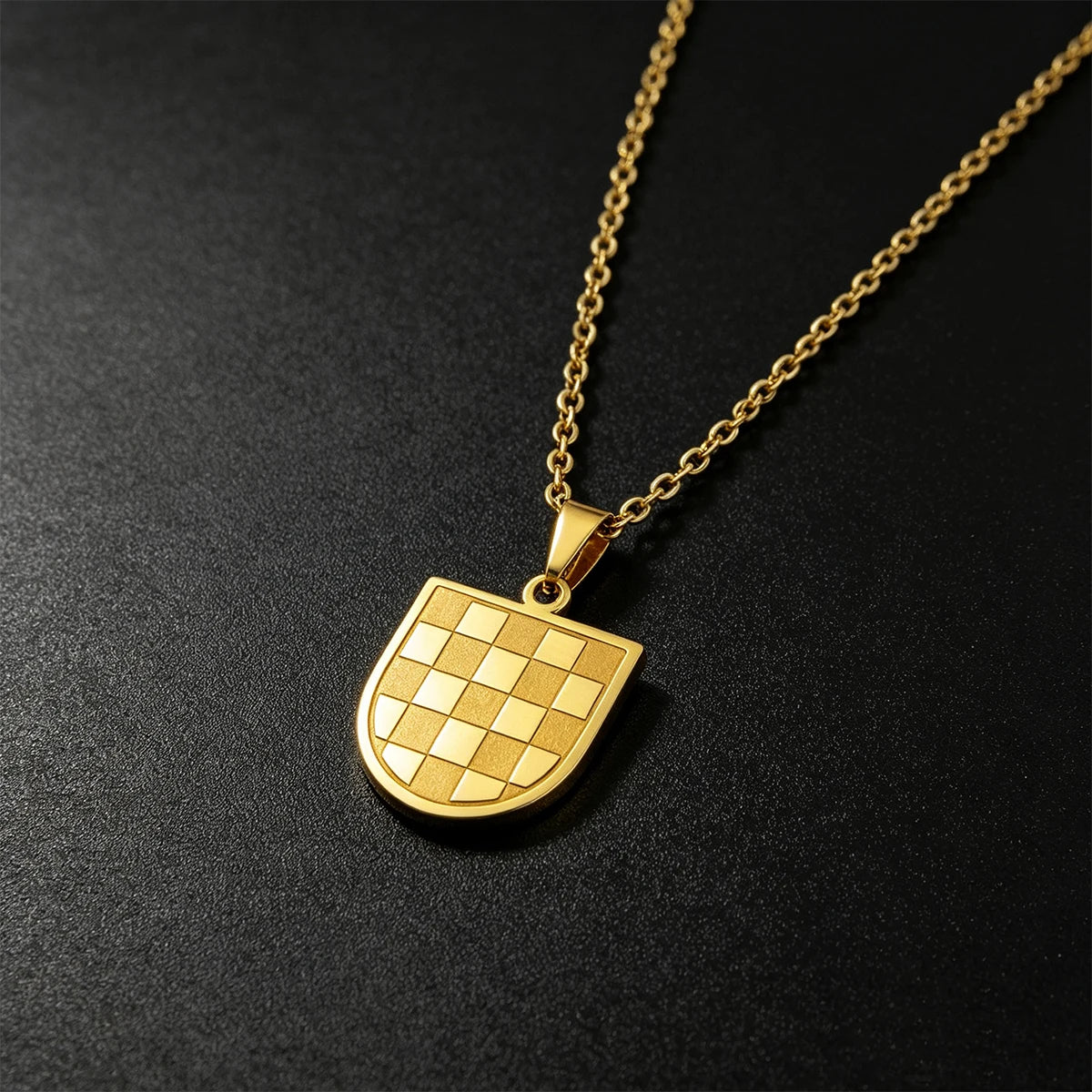 Kroatien-Wappen-Halskette – Geometrischer Metallanhänger für Damen & Herren