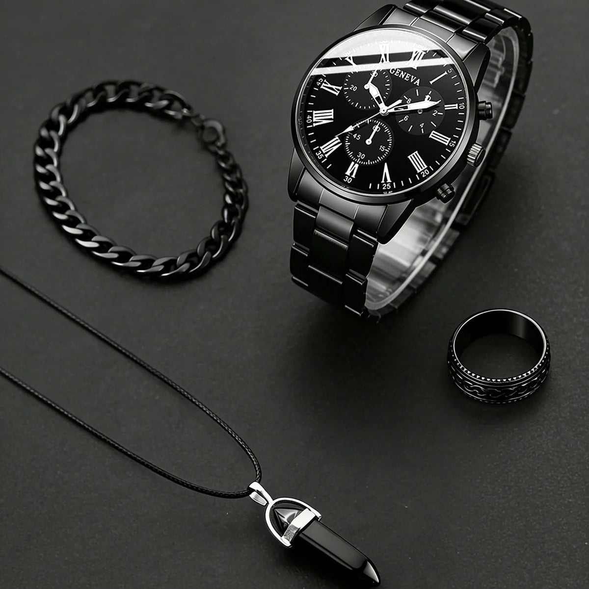 Modische Herren-Quarzuhr mit Edelstahlarmband & Kettenarmband – Lässige Armbanduhr als Geburtstagsgeschenk